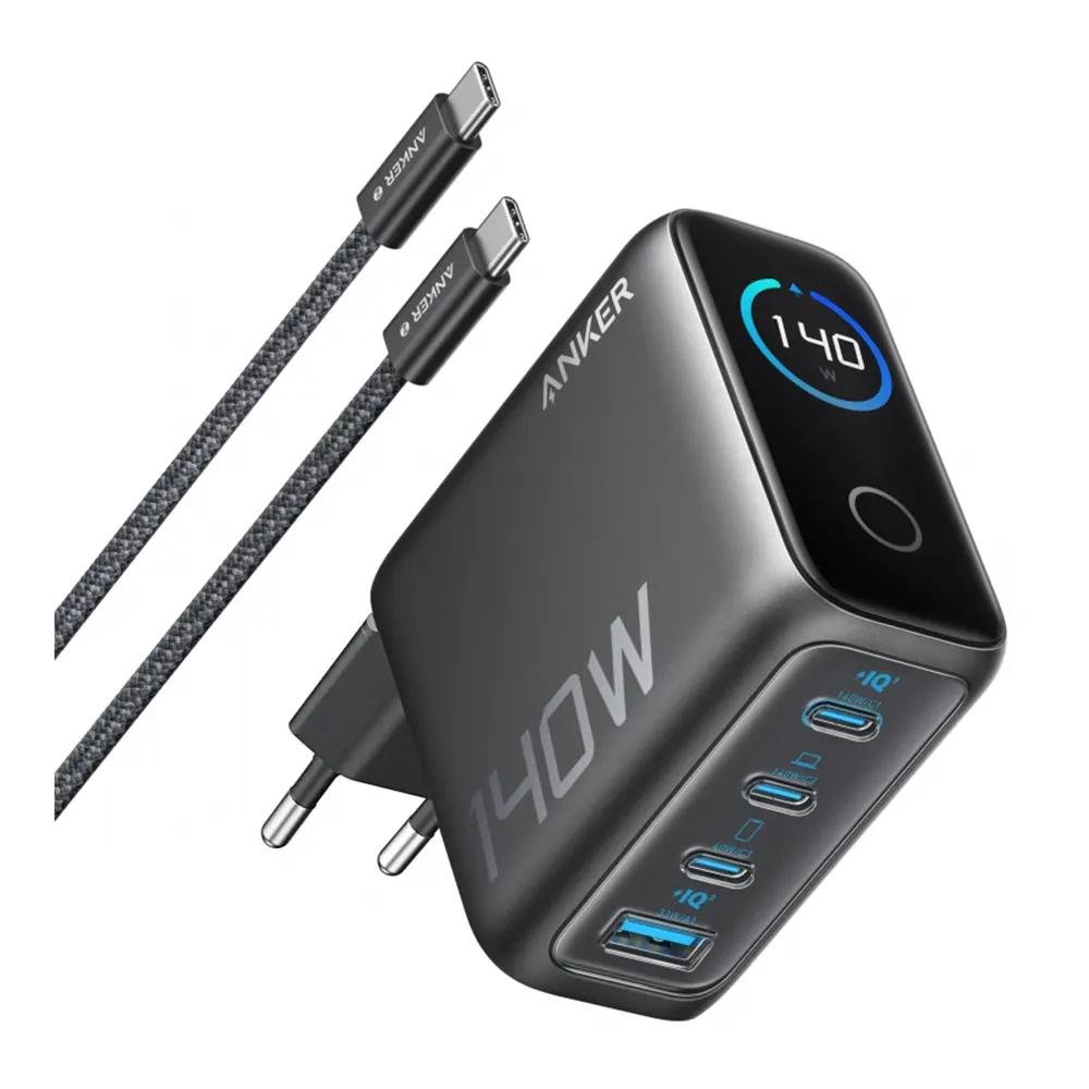 شاحن انكر بقوة 140 واط بأربعة منافذ مع كابل USB-C